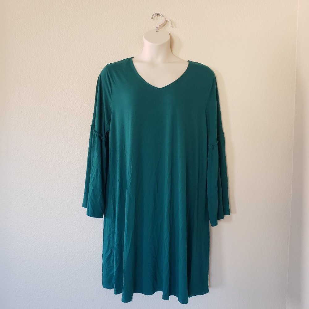 BOUTIQUE Long Sleeve Bell Sleeve Blouse V Neck